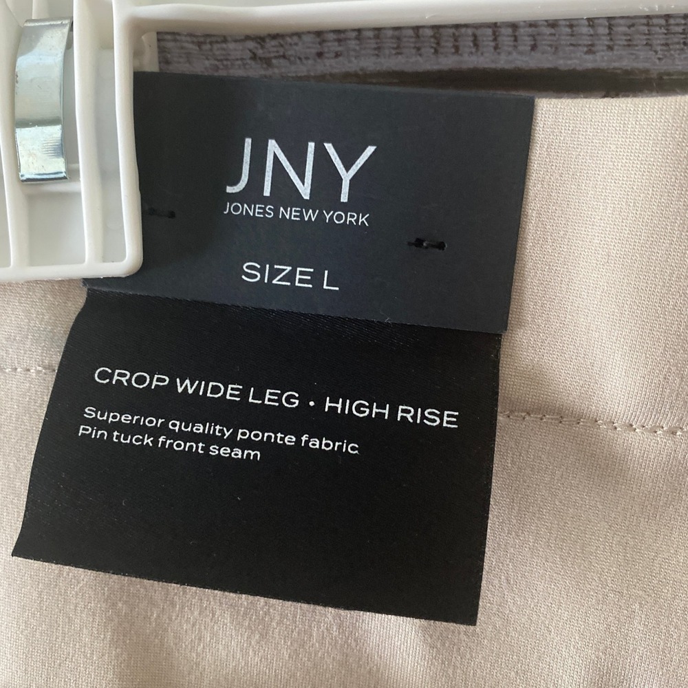 Jones New York Women's Cropped Wide-Leg Pants Size L High-Rise Cream NWT - Picture 4 of 6